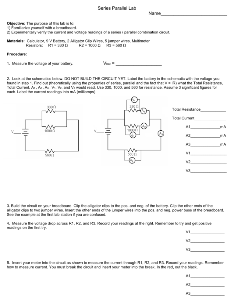 Building Series Parallel Circuits Breadboard