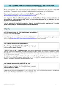 certificate of sponsorship applications checklist