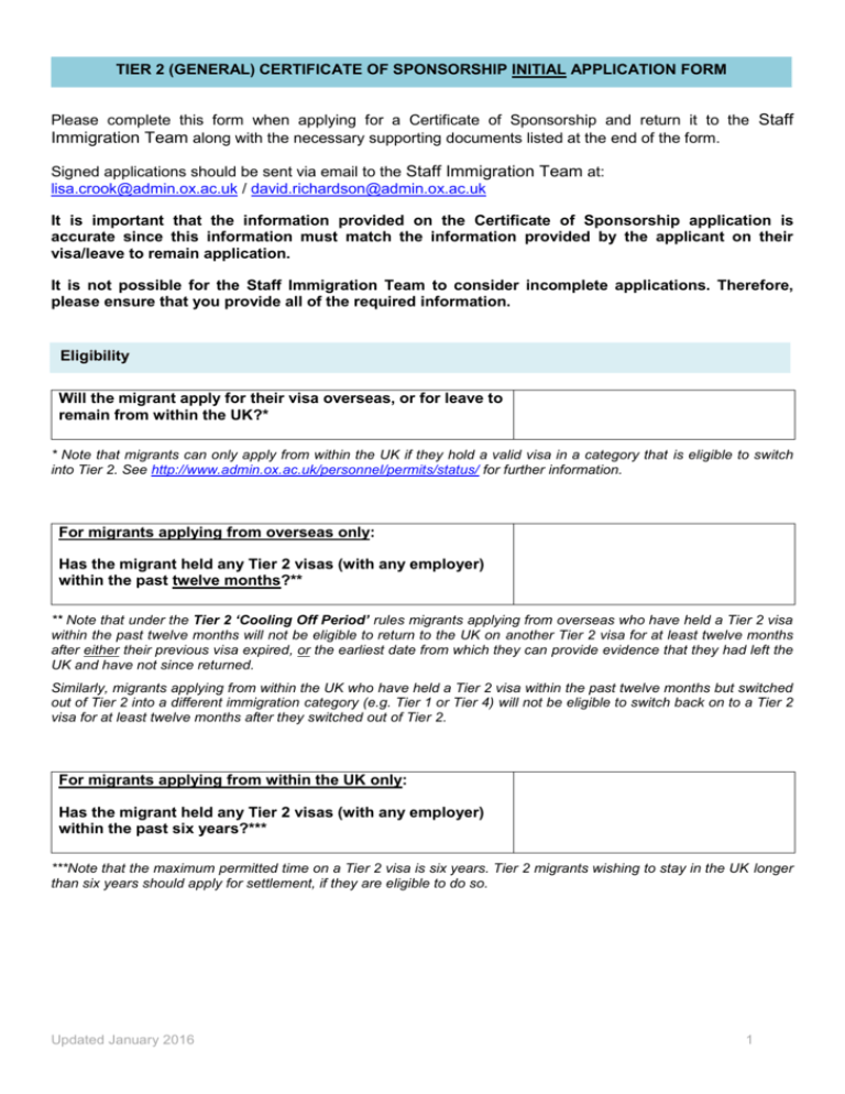 Certificate Of Sponsorship Applications Checklist 9673