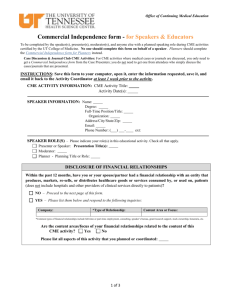 Commercial Independence form for Speakers