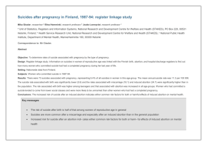 Suicide rates Suicides after pregnancy in Finland 1987