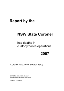 2007 Annual report - NSW Coroner`s Court