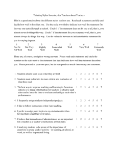 Thinking Styles Questionnaire for Students about Themselves