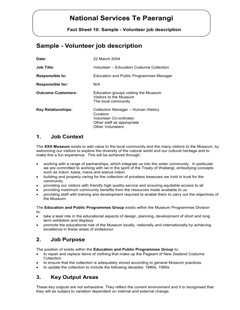 Volunteer Services Director Job Description