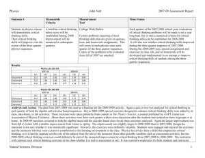 Physics 2007-09 Final Assessment Report