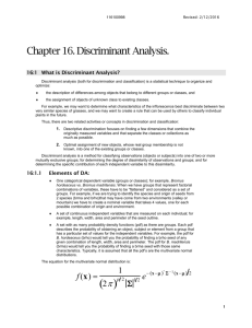 Chapter 16. Discriminant Analysis and Classification.