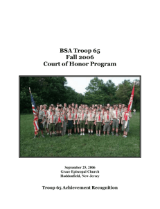 BSA Troop 65 Fall 2006 Court of Honor Program September 25