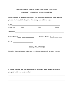 Community-Leadership-Application-for-2012 - Knoxville