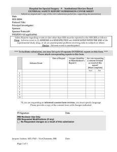 EXTERNAL Safety Report Submission Cover Sheet