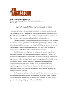 Garrick Inducted into Hereford Hall of Merit