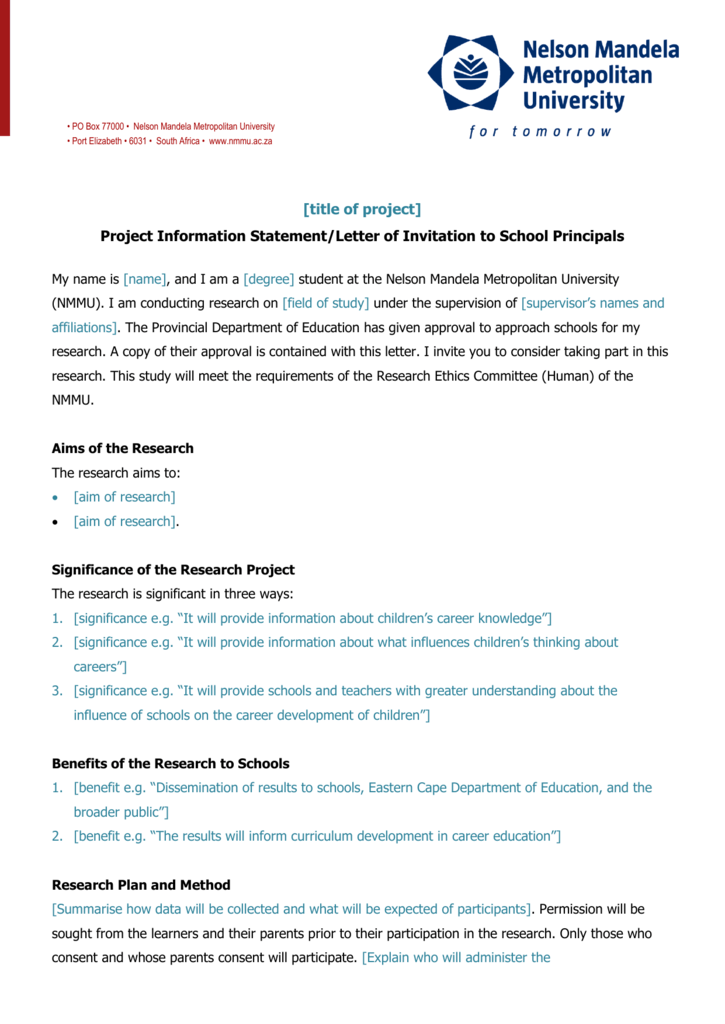 Sample Letter Seeking Permission To Conduct Research