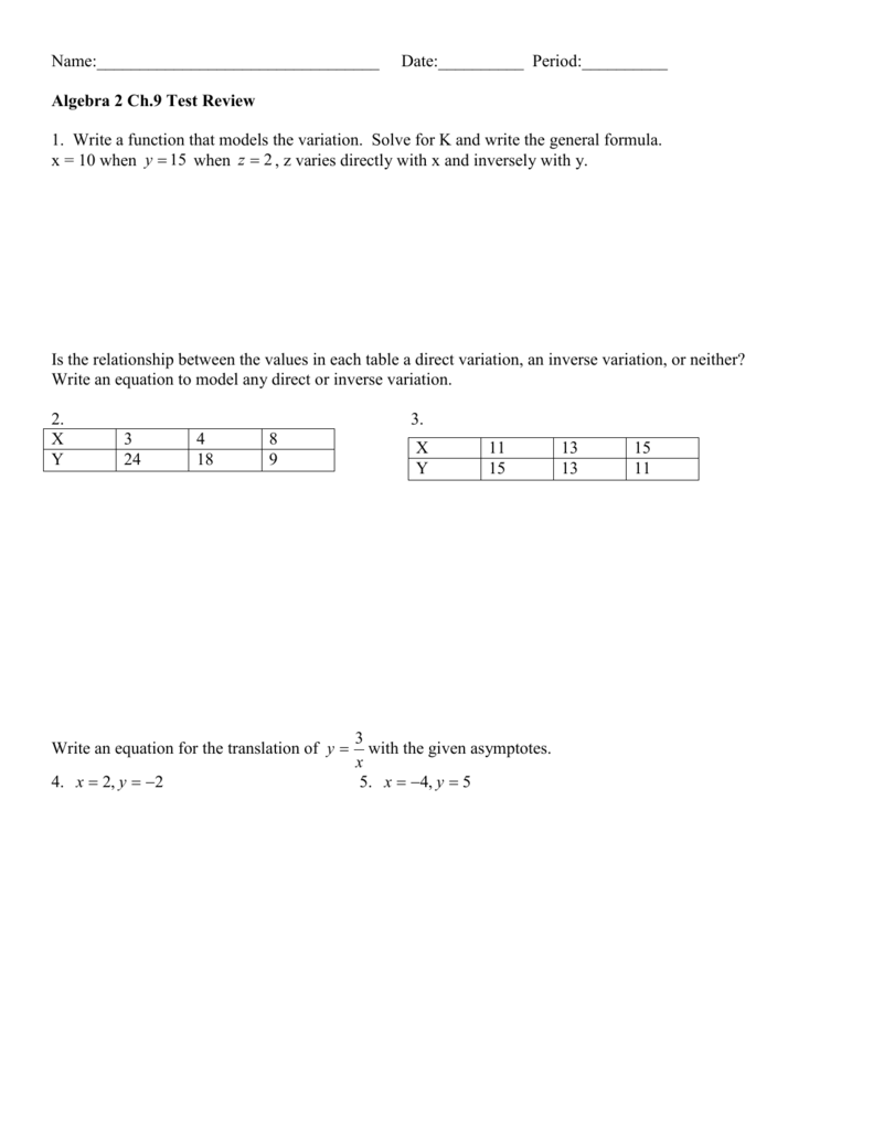 Write A Function That Models Each Variation