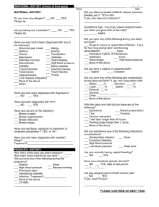 MATERNAL HISTORY MAR 2015 In HOME