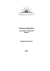 1 Primary Industries Curriculum Framework