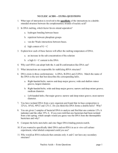 Biochemistry 462a - Nucleic Acids Extra Questions