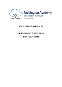 ACIDS, BASES AND SALTS INDEPENDENT STUDY TASK FOR