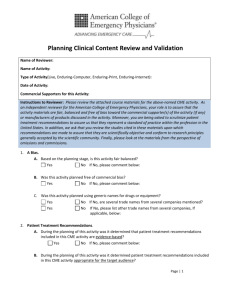 Planning Clinical Content and Validation Review Form