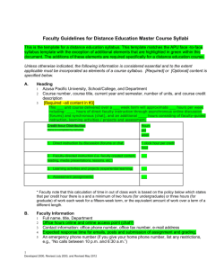 Distance Education Master`s Course Syllabi Guidelines