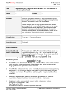 9645 Advise pharmacy clients on personal health care and