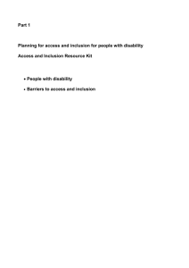 Part 1 - Planning for access and inclusion for people with disability