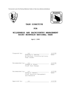 Rocky Mountain National Park Task Directive for
