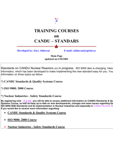 Training Courses on CANDU Standards