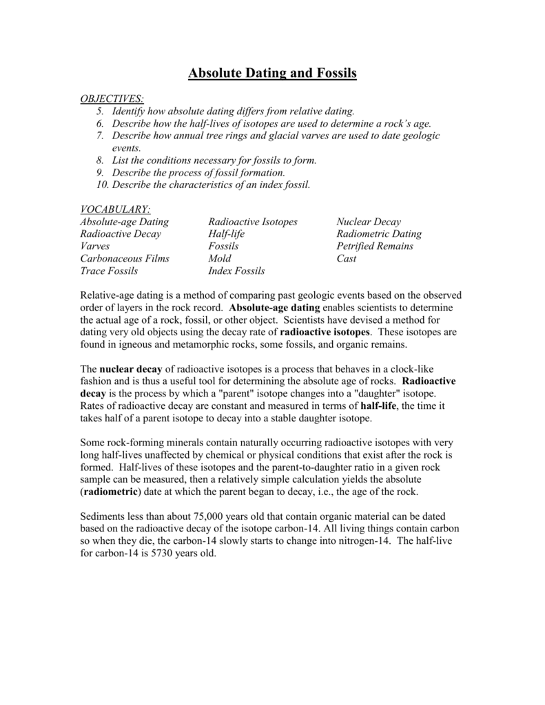 Absolute Dating And Fossils