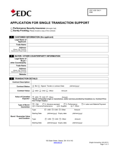 Application for Single Transaction Support
