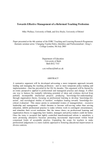 Towards Effective Management of a Reformed Teaching Profession
