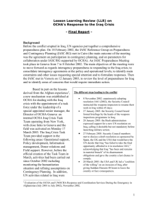 Lesson Learning Review on OCHA`s Response to the Iraq Crisis