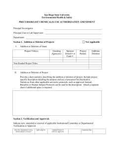 Precursor/List Chemical Use Authorization Update