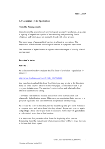 Word file: Higher Biology: Genome - Speciation