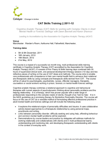 CAT Skills Training || 2011-12 `Cognitive Analytic Therapy (CAT