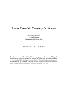 Locke Township Cemetery Ordinance