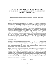 Dynamic Materials Modeling Technique for Optimization of Warm