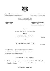 Appeal Number: OA/07808/2013 Upper Tribunal (Immigration and