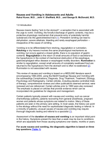 Nausea and Vomiting in Adolescents and Adults Rahul Kuver, M.D.