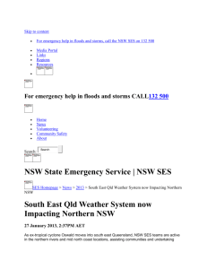 South East Qld Weather System now Impacting Northern NSW: NSW