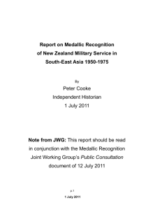 Report on Medallic Recognition - NZDF Medals