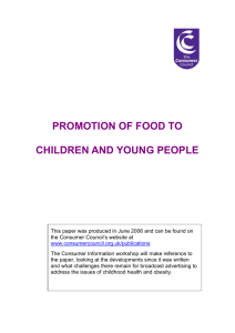 Promotion of Food to Children and Young People