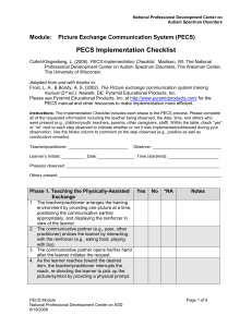 Implementation Checklist for PECS