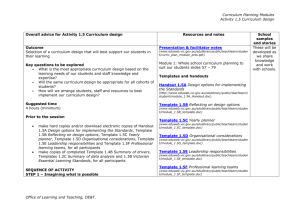 Curriculum Planning Modules: Activity 1.5 Curriculum design