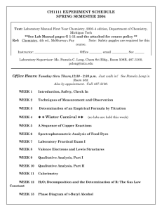 CH1111 EXPERIMENT SCHEDULE