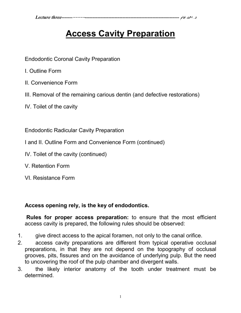 What Is Outline Form In Cavity Preparation