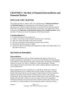 The Role of Financial Intermediaries and Financial Markets