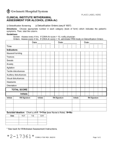 Clinical Institute Withdrawal Assessment for Alcohol