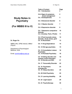 Study Notes in Psychiatry