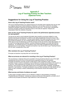 Log of Teaching Practice for New Teachers