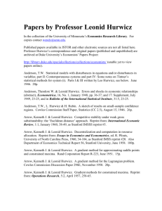 Papers by Professor Leonid Hurwicz