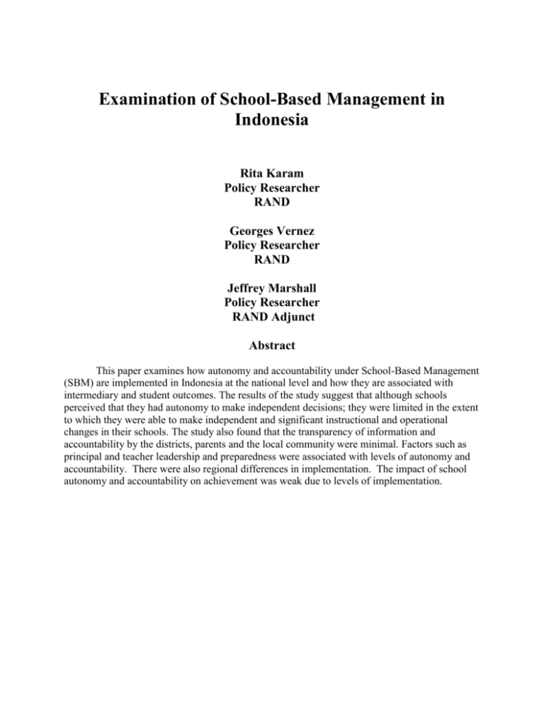 essay about school based management